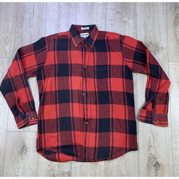 Campus Other - Campus‎ Men's Large Long Sleeve Button Up Flannel Plaid Red Black Cotton Flaws*